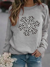 Christmas Creative Letters Printed Crew Neck Sweatshirt-Gray-9