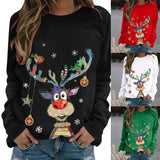 Christmas Pattern Printing Long Sleeve Crew Neck Sweater-2