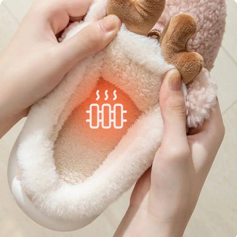 Christmas Shoes Winter Home Slippers Elk Soft Cozy Bedroom-5