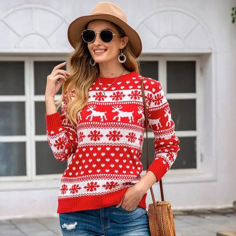 Christmas sweater snowflake pullover women-7