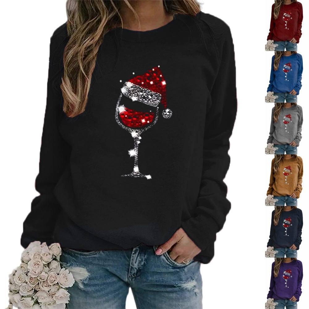 Clothing Christmas Women's Sweater Christmas Hat Red Wine-1