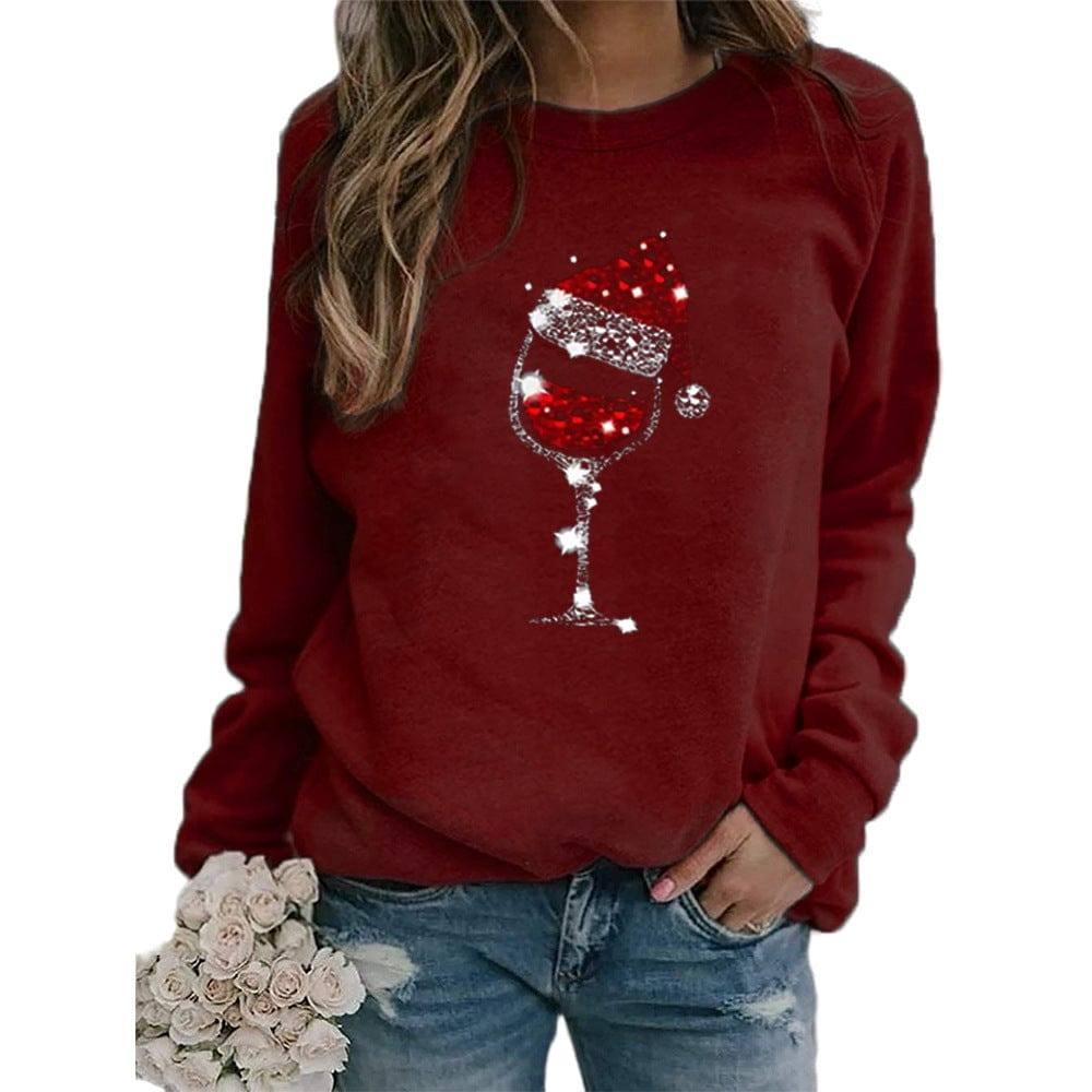 Clothing Christmas Women's Sweater Christmas Hat Red Wine-Wine Red-11