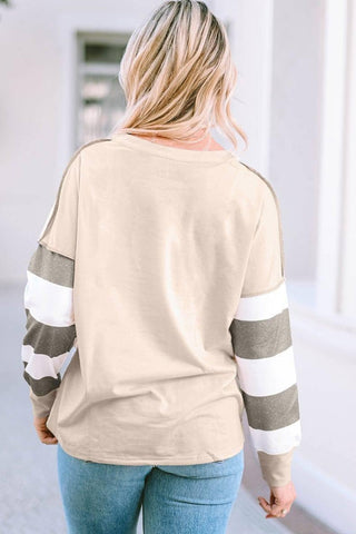Colored Pullover Loose Casual Striped Printed Long Sleeves-5