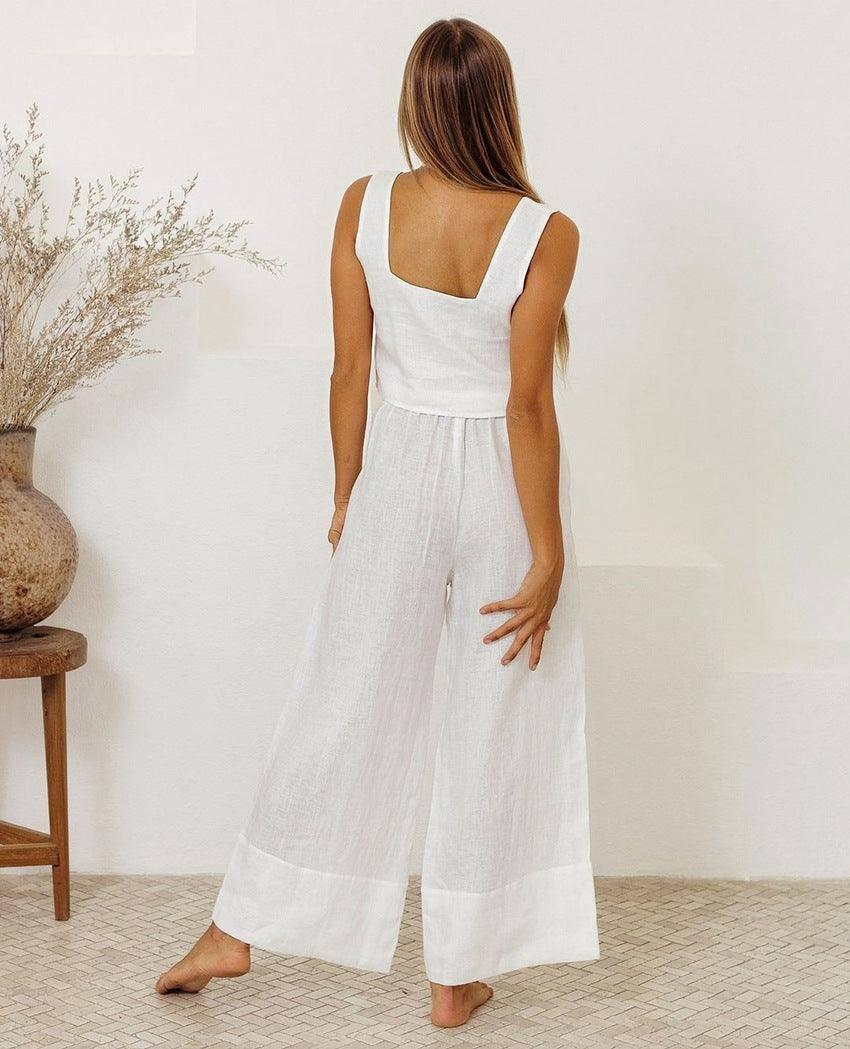 Cotton And Linen Wholesale Vest Sleeveless Trousers Loose-6
