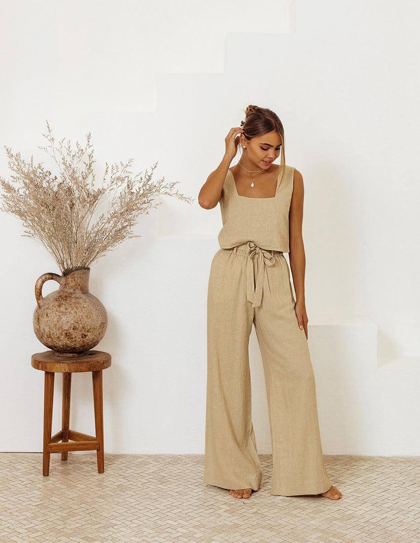 Cotton And Linen Wholesale Vest Sleeveless Trousers Loose-7