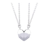 Couple's Matching Heart Necklaces in Silver and Black-White pendant necklace-15