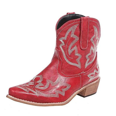 Cowboy Boots Women Embroidery Wedge Heel Shoes Western-9