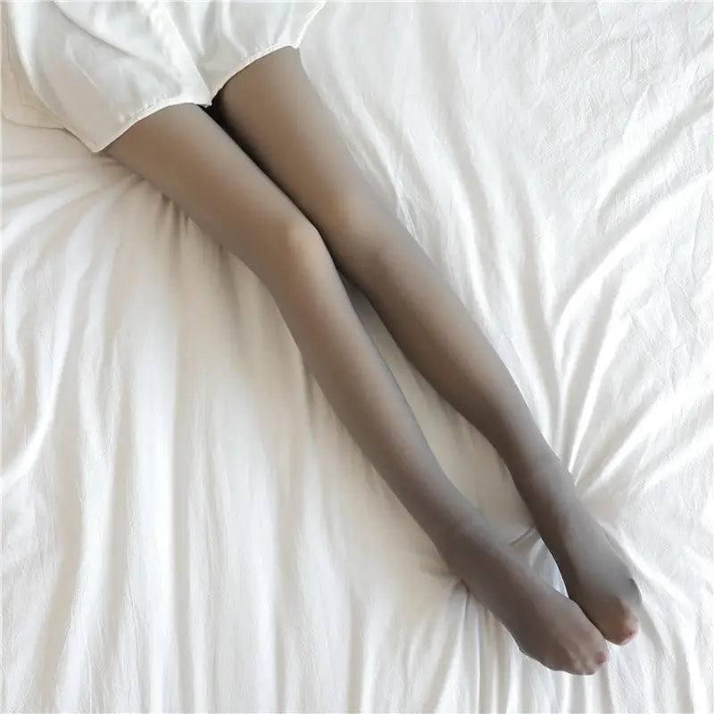 Cozy Warmth Translucent Fleece-Lined Tights-Grey skin and feet-15