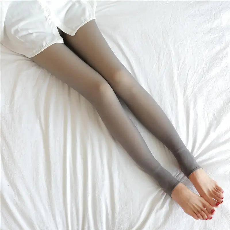 Cozy Warmth Translucent Fleece-Lined Tights-Grey skin foot-16