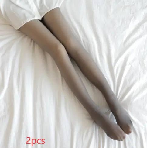 Cozy Warmth Translucent Fleece-Lined Tights-2pcs Grey skin and feet-23