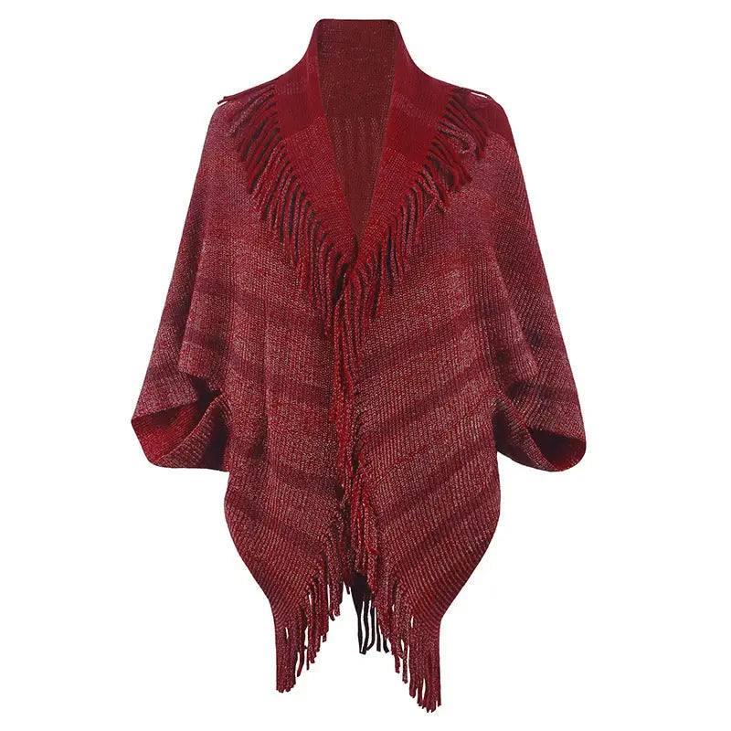 Cross-border Foreign Trade Tassel Inverness Female-Wine Red-5