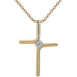 Cross Pendant Simple Necklace Titanium Steel Plating-Gold-1