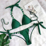 Crystal Diamond Glamour Gemstone Bikini-Green-19