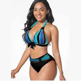 Digital Printed Swimsuit Split Bikini Swimsuit-Blue-2