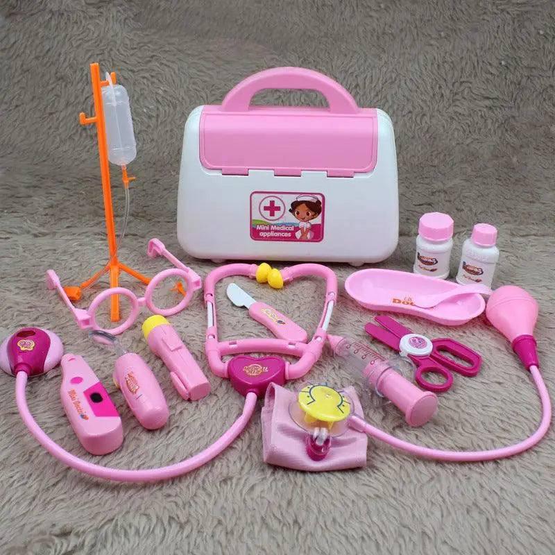 Doctor Toy Heartbeat Sound Light Stethoscope Nurse Set-Pink-1