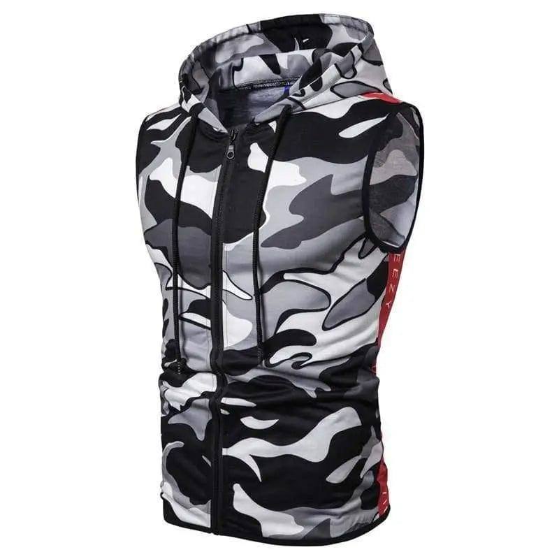 LOVEMI Down Jackets Black White / M Lovemi -  Zipper Hooded Sleeveless Camouflage Printed Fitness Sports