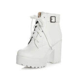 EAVE CAT 3 Color Winter Lace-Up Sexy Women Boots Fashion-White-7