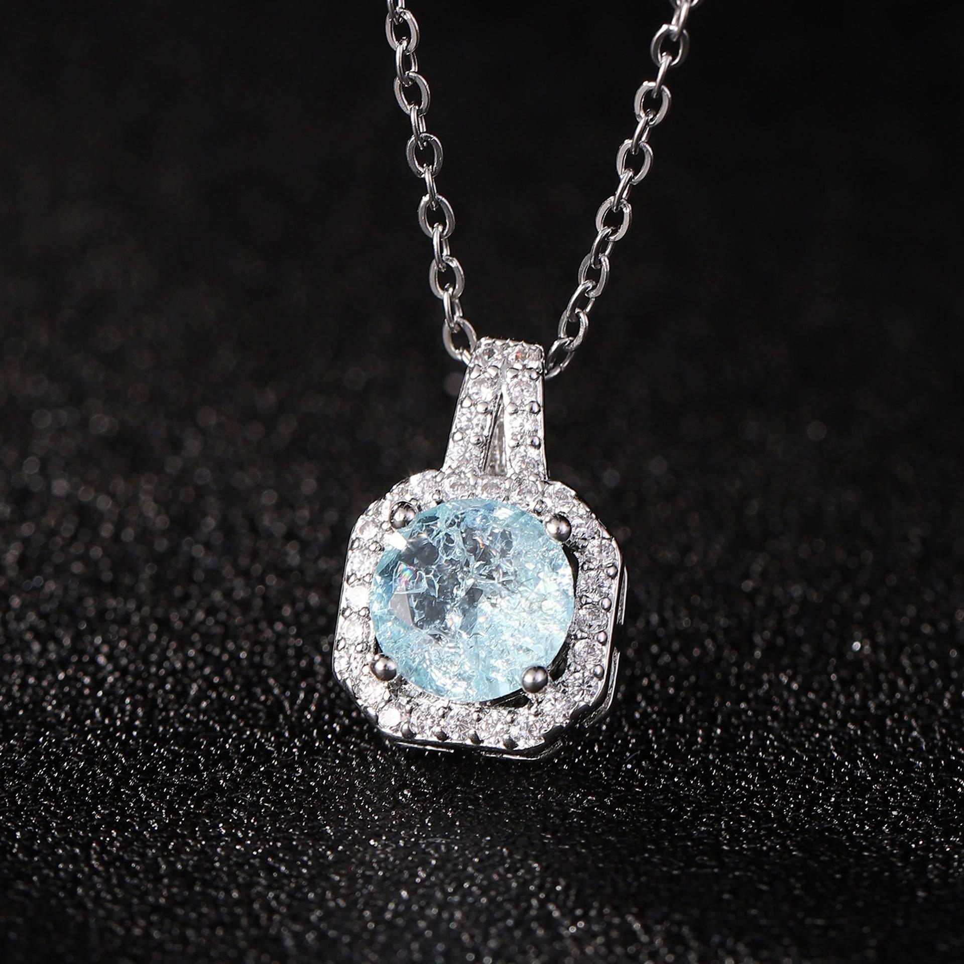 Elegant Diamond Pendant: Timeless Elegance & Sparkle-Ice Flower Light Blue-9