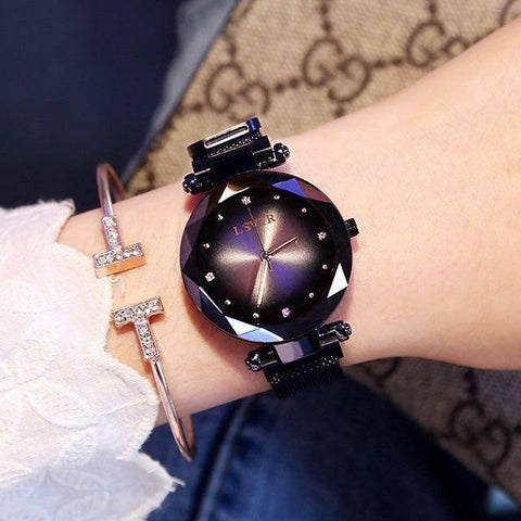 Elegant Diamond Women's Watch: Luxury & Style-Black-2