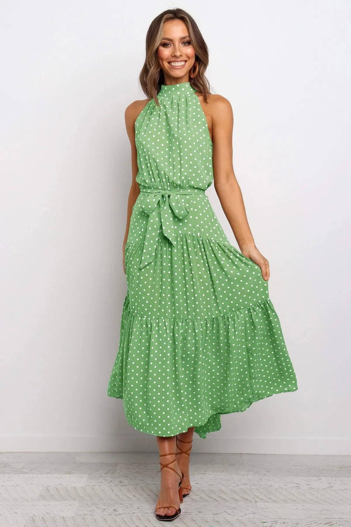 Elegant Floral Halter Midi Dress | Trendy Summer Fashion-8