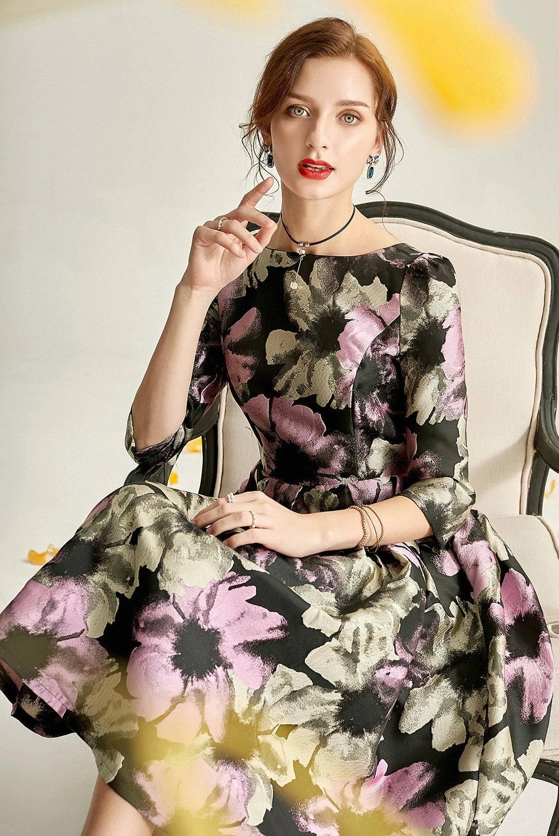 Elegant Floral Midi Dress for Spring Events-5