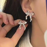 Elegant Gold Bow Earrings for Women-5