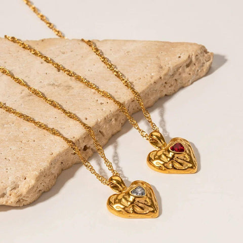 Elegant Gold Heart Pendants with Gemstones-2