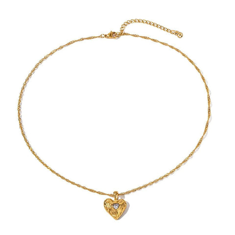 Elegant Gold Heart Pendants with Gemstones-White-5