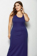 Elegant Plus Size Maxi Dress for Women-Blue-8