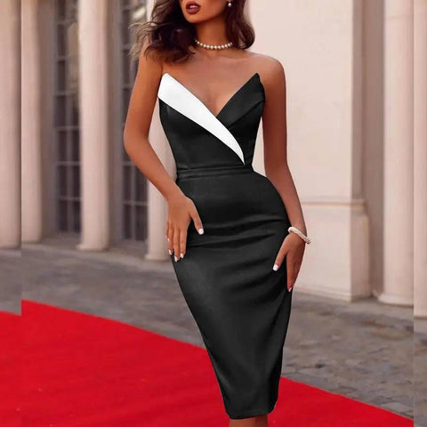 Elegant retro evening dress-Black-1