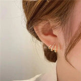 Elegant Zircon Four-claw Stud Earrings Gold Color For-Fourclawearrow-2