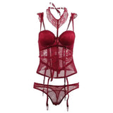 Erotic Lingerie Lace Shapewear Vest Erotic Suit-Red-2