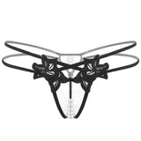 Erotic Lingerie Sexy Embroidered Women's Thong-Black-4