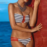 European and American bikini split swimsuit print swimsuit-S-1