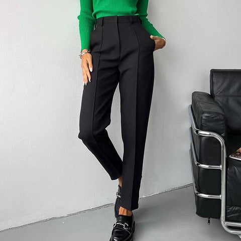 European And American Fashion High Waist Trousers Slim Fit-4