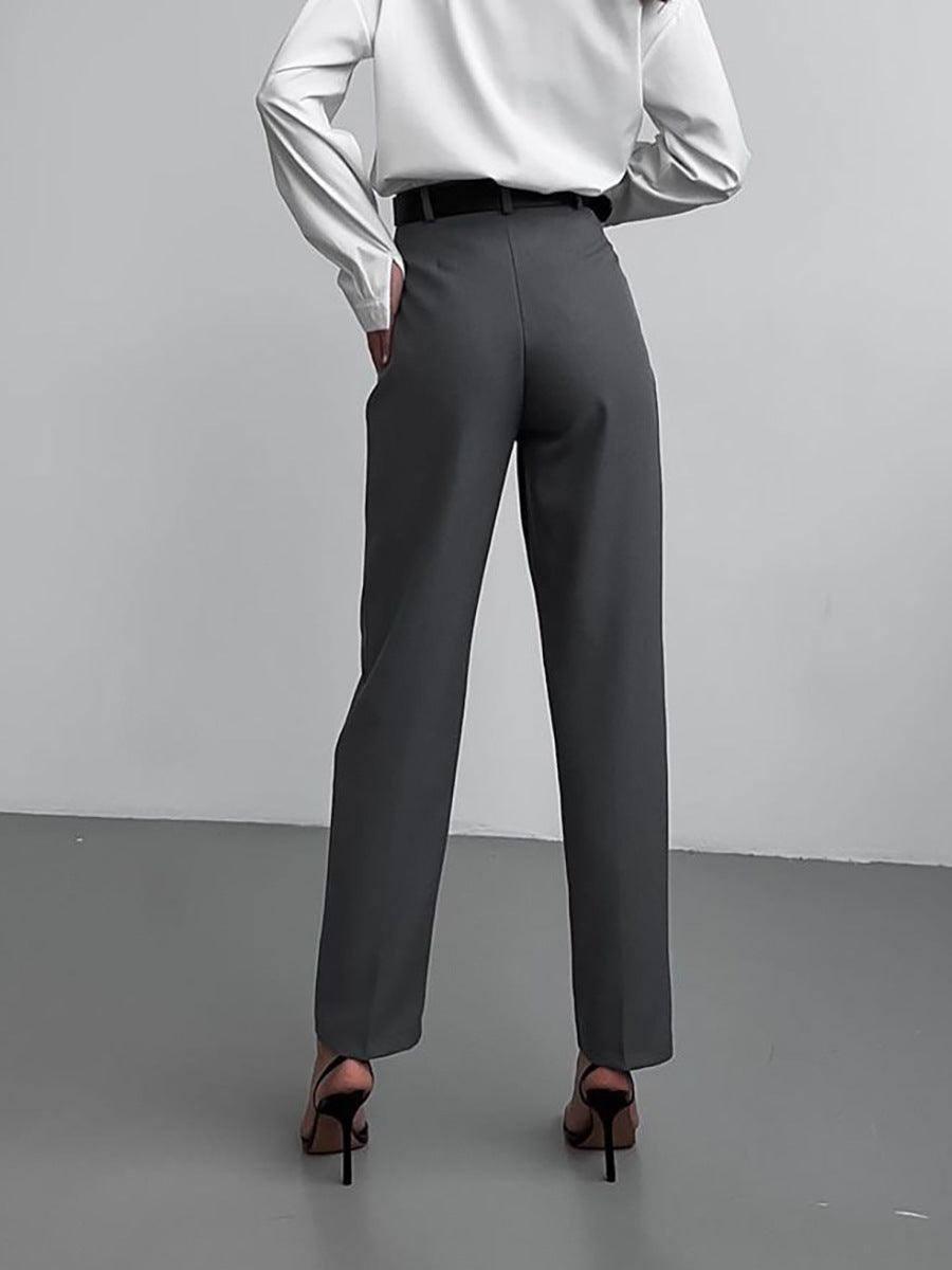European And American Fashion High Waist Trousers Slim Fit-5