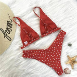 European And American Sexy Cute Bikini Retro Love Print-Red-3