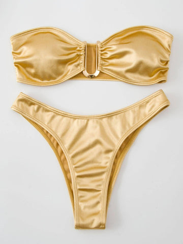 European And American Swimsuit Sexy U-shaped V Iron Swimsuit-Gold-11