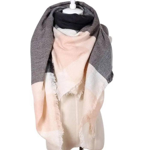 European And American Triangle Cashmere Women's Winter Scarf-Pink black-10