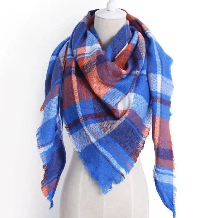European And American Triangle Cashmere Women's Winter Scarf-Royal blue-13