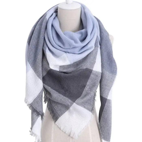 European And American Triangle Cashmere Women's Winter Scarf-Blue black-2