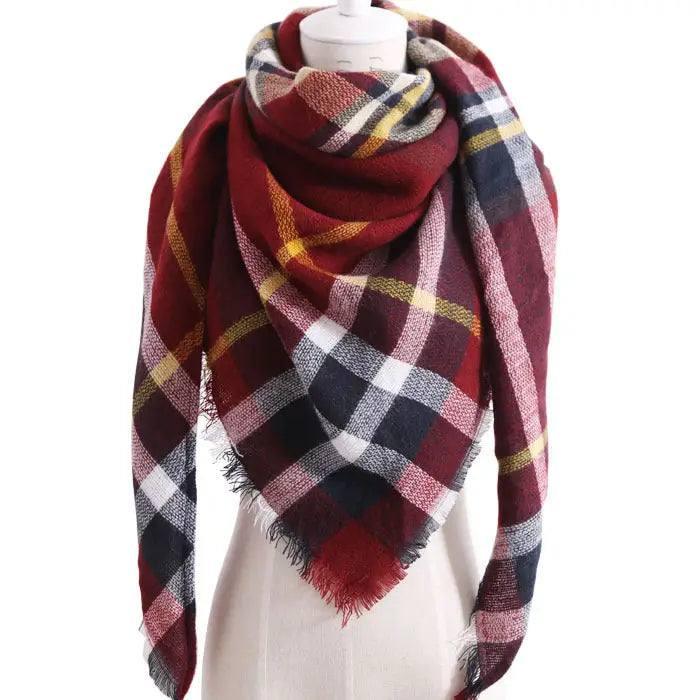 European And American Triangle Cashmere Women's Winter Scarf-Magenta-6