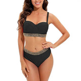 European And American Women's Bikini Swimsuit-Black-1