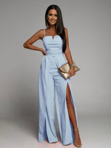 LOVEMI  Evening Dresses S / Light Blue Lovemi -  Suspender Waist-tight Straight Mop Minimalist Jumpsuit