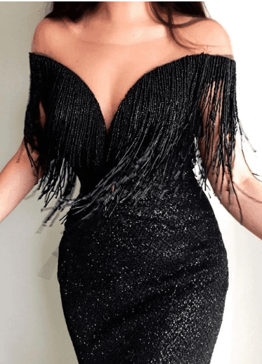 Explosion models sexy black sequins V-neck sleeveless slim-4