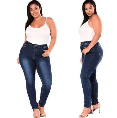 LOVEMI - Extra large size fashion high elastic denim pants women