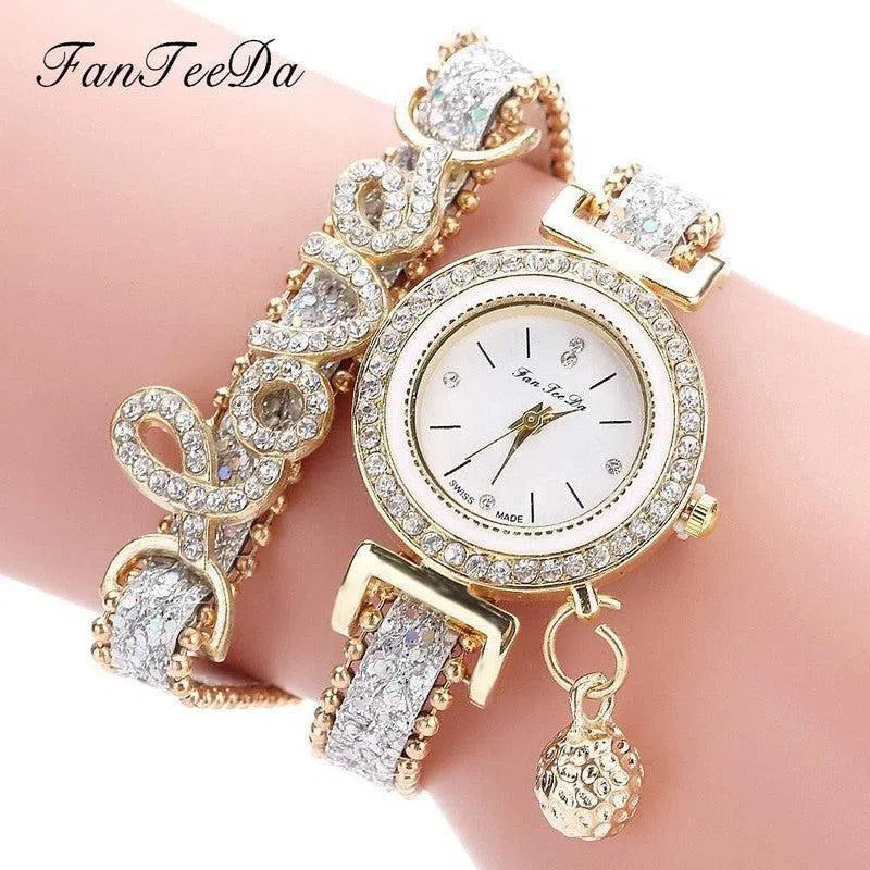 FanTeeDa Brand Women Bracelet Watches Ladies Watch Rhinestones Clock Womens Fashion Dress Wristwatch Relogio Feminino Gift-4