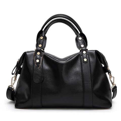Fashion Boston Shoulder Bag Women's Handbags Retro Rivet-Black-5