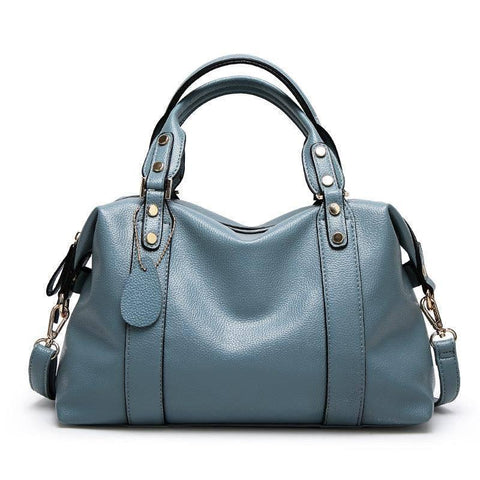 Fashion Boston Shoulder Bag Women's Handbags Retro Rivet-Blue-7