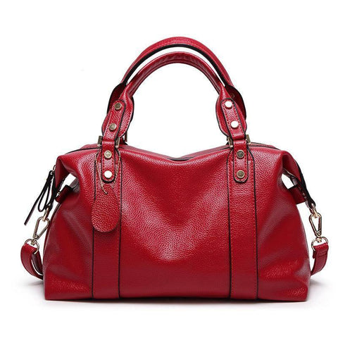 Fashion Boston Shoulder Bag Women's Handbags Retro Rivet-Red-8